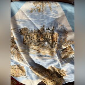 Silk Scarf with Scenic Print of French Cities